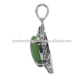 Pingente natural de prata esterlina 925 Sterling Silver Gemstone Chrysoprase